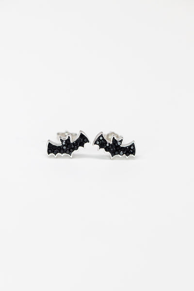 Bat Crystal Sterling Silver Earrings