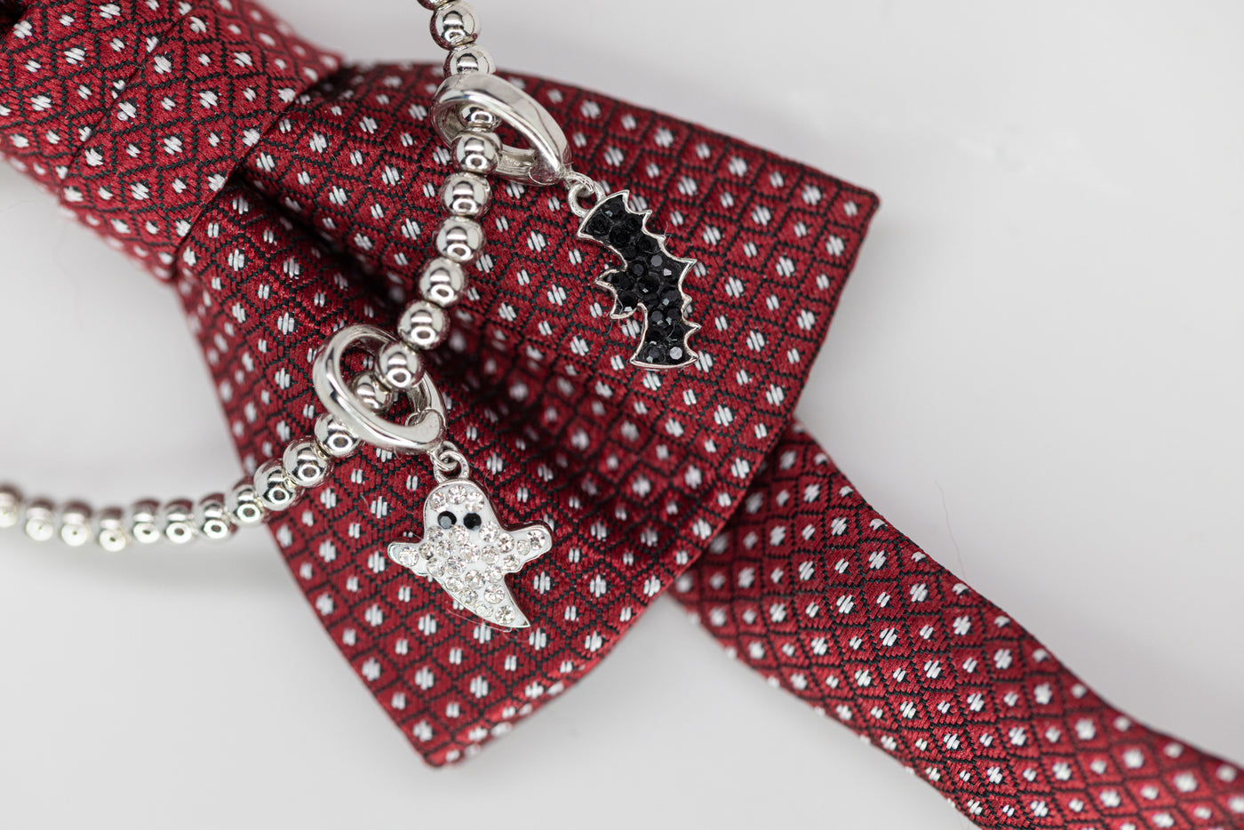 Bat Crystal Sterling Silver Charm with White Ghost Charm