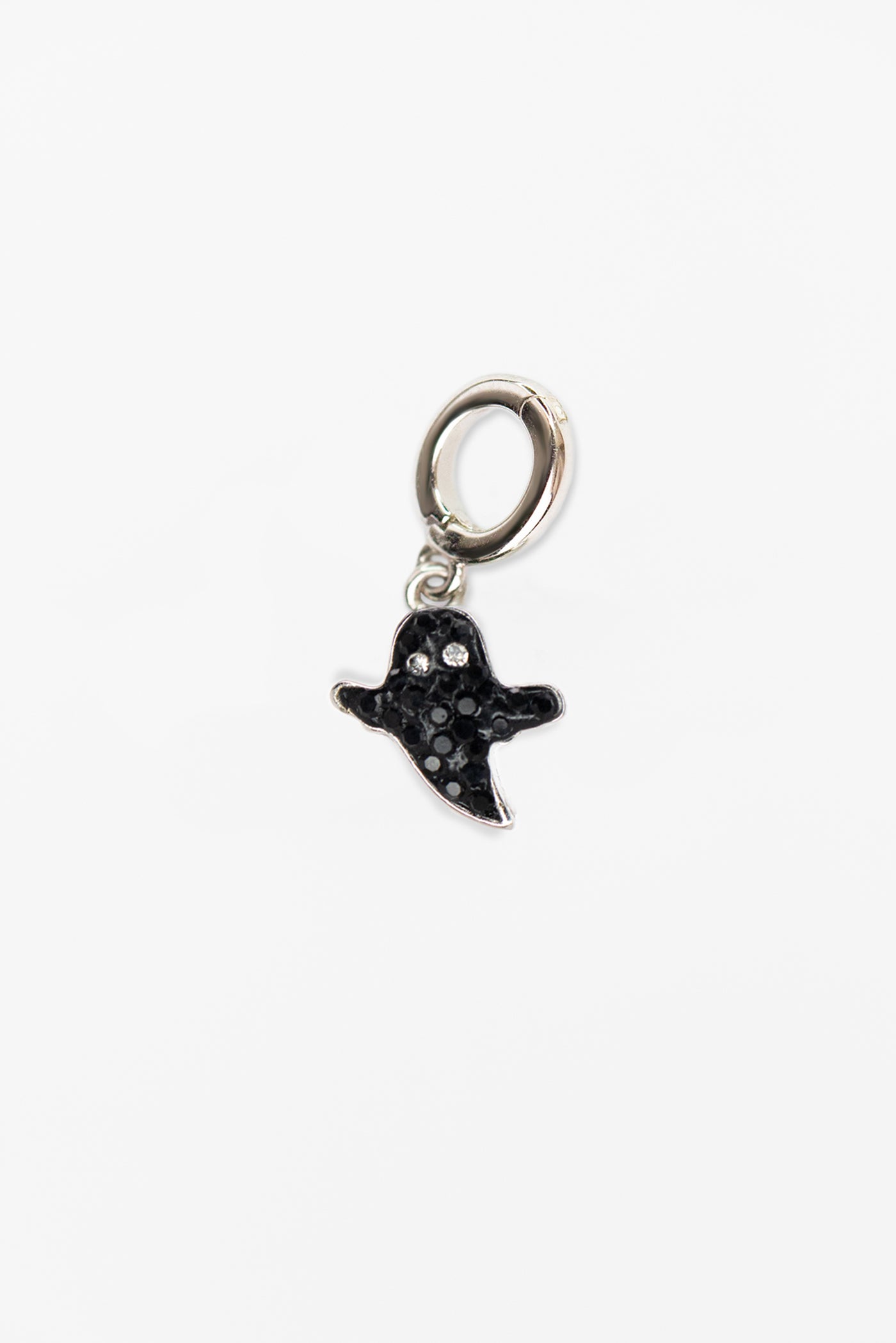 Black Ghost Crystal Sterling Silver Charm