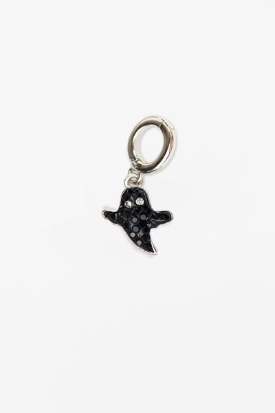 Black Ghost Crystal Sterling Silver Charm