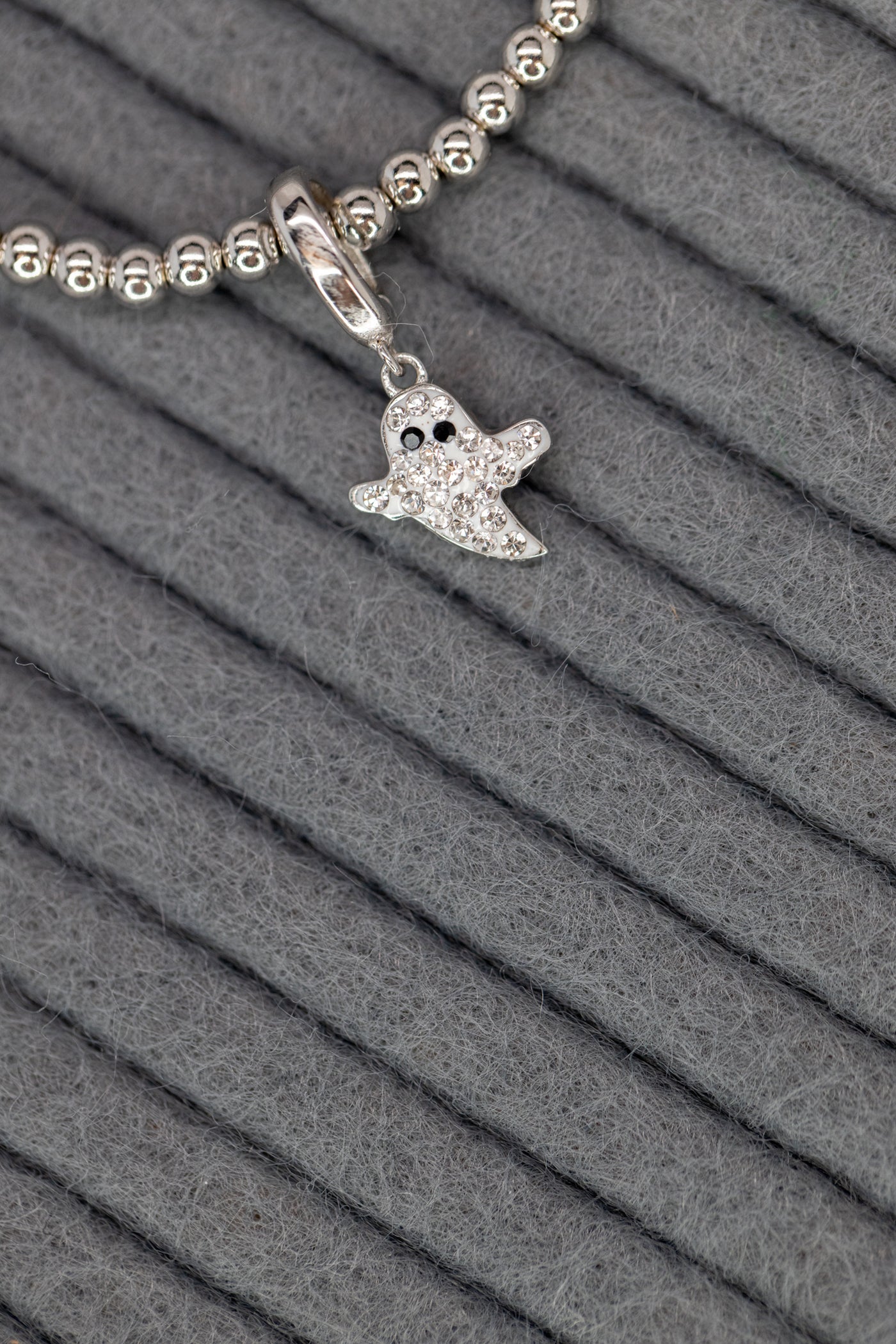 White Ghost Crystal Sterling Silver Charm