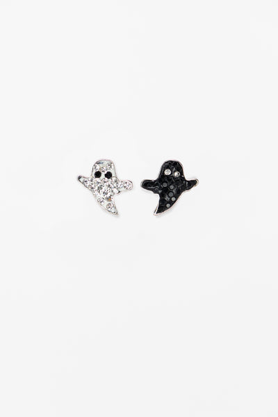Black and White Ghost Crystal Sterling Silver Earrings
