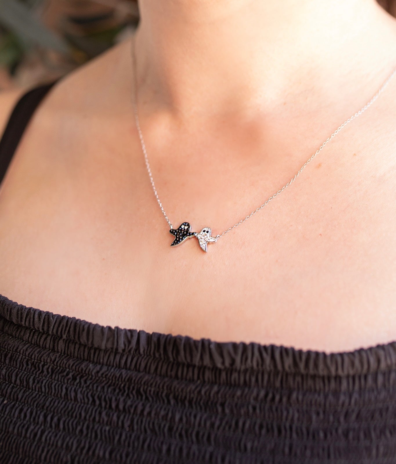Ghost Friendship Crystal Sterling Silver Necklace