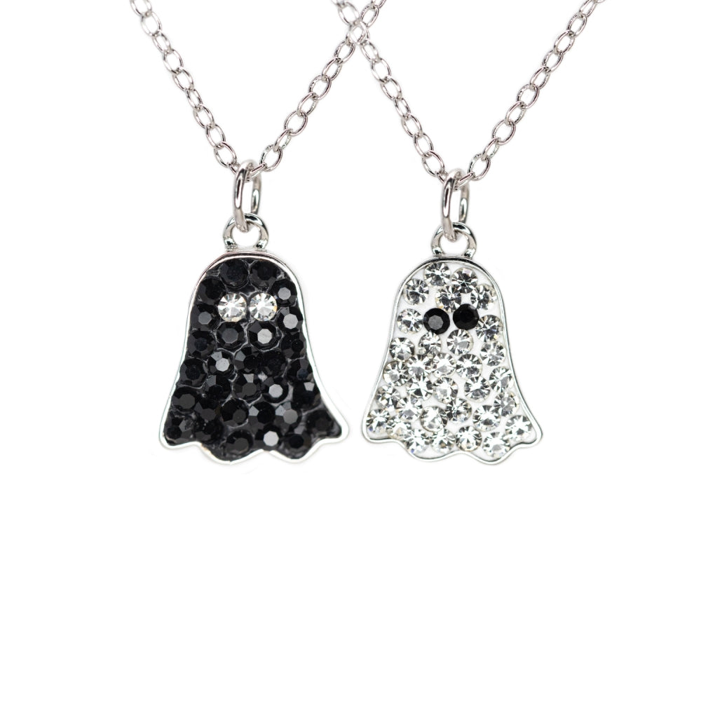 Black and White Ghosts Friendship Two Piece Ghost Necklace Set