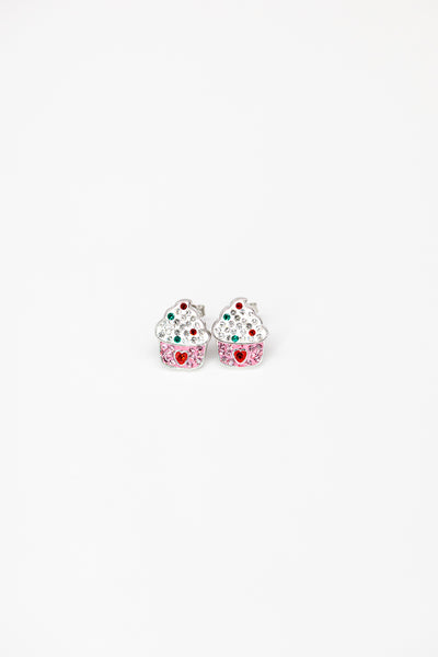 Frozen Yogurt Crystal Sterling Silver Stud Earrings