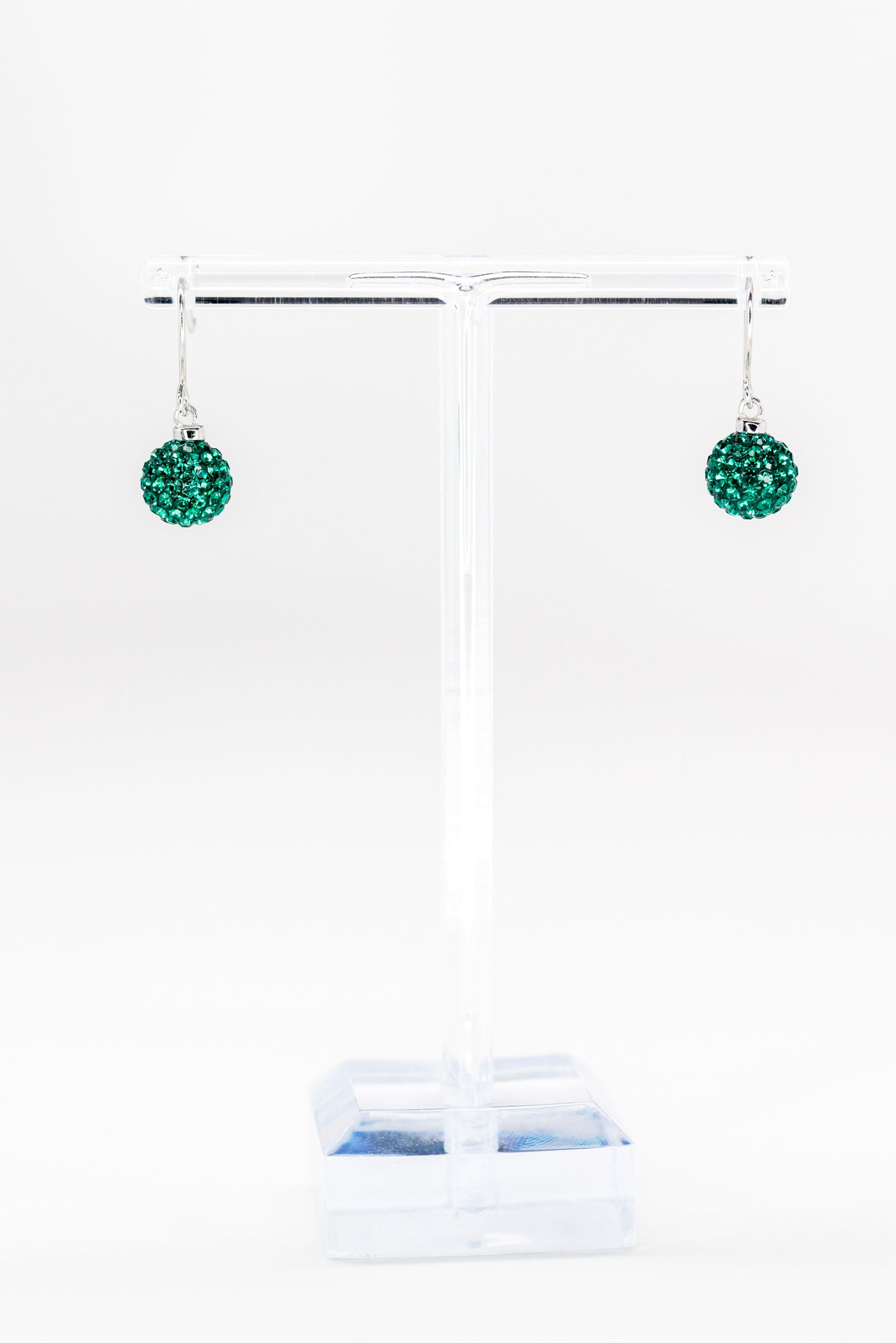 Green Ornament Drop Crystal Sterling Silver Earrings