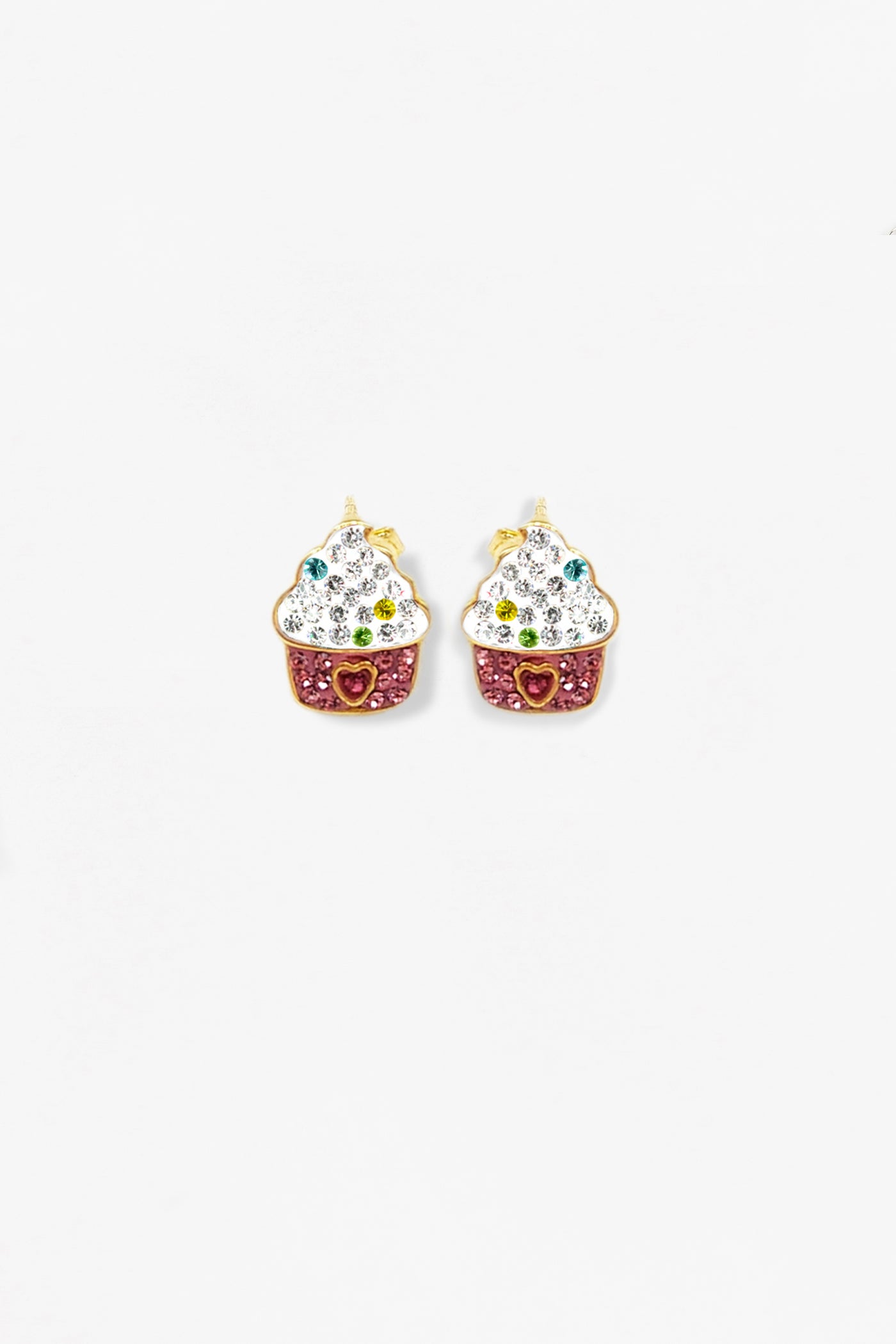 Frozen Yogurt Crystal Gold Plated Stud Earrings