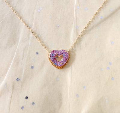 Heart Shaped Donut Crystal Gold Plated Adjustable Necklace