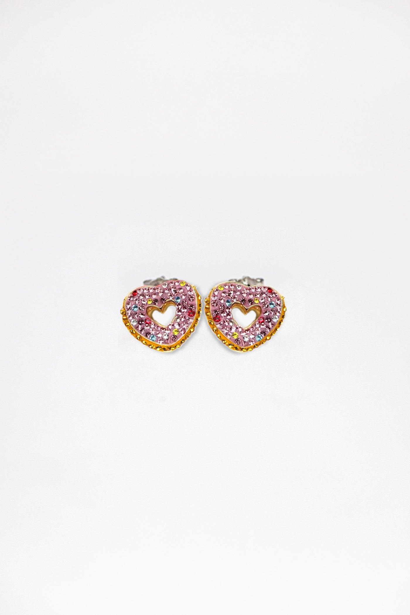 Heart Shaped Donut Gold Plated Crystal Stud Earrings Annie and