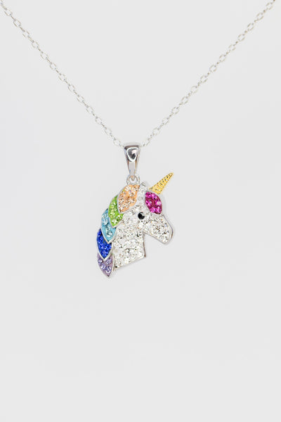 Pastel Unicorn Crystal Sterling Silver Necklace