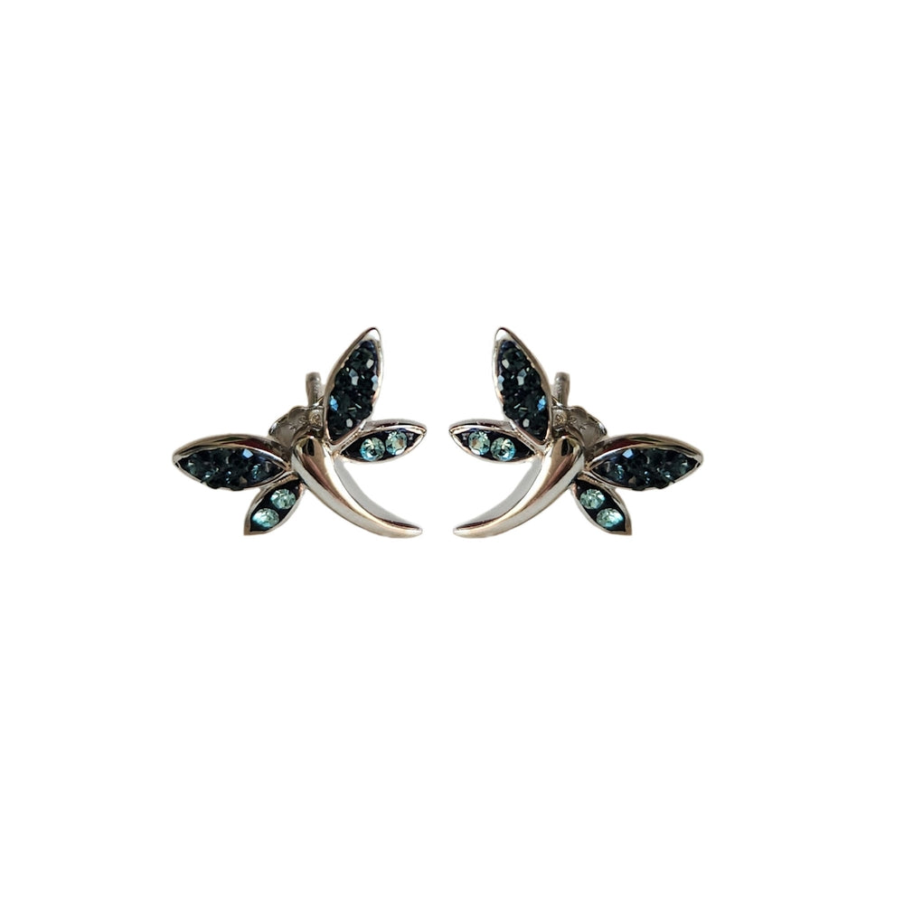 Dragonfly Crystal Sterling Silver Stud Earrings
