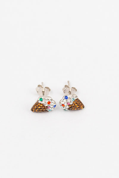 Vanilla Ice Cream Cone Crystal Stud Sterling Silver Earrings | Annie & Sisters