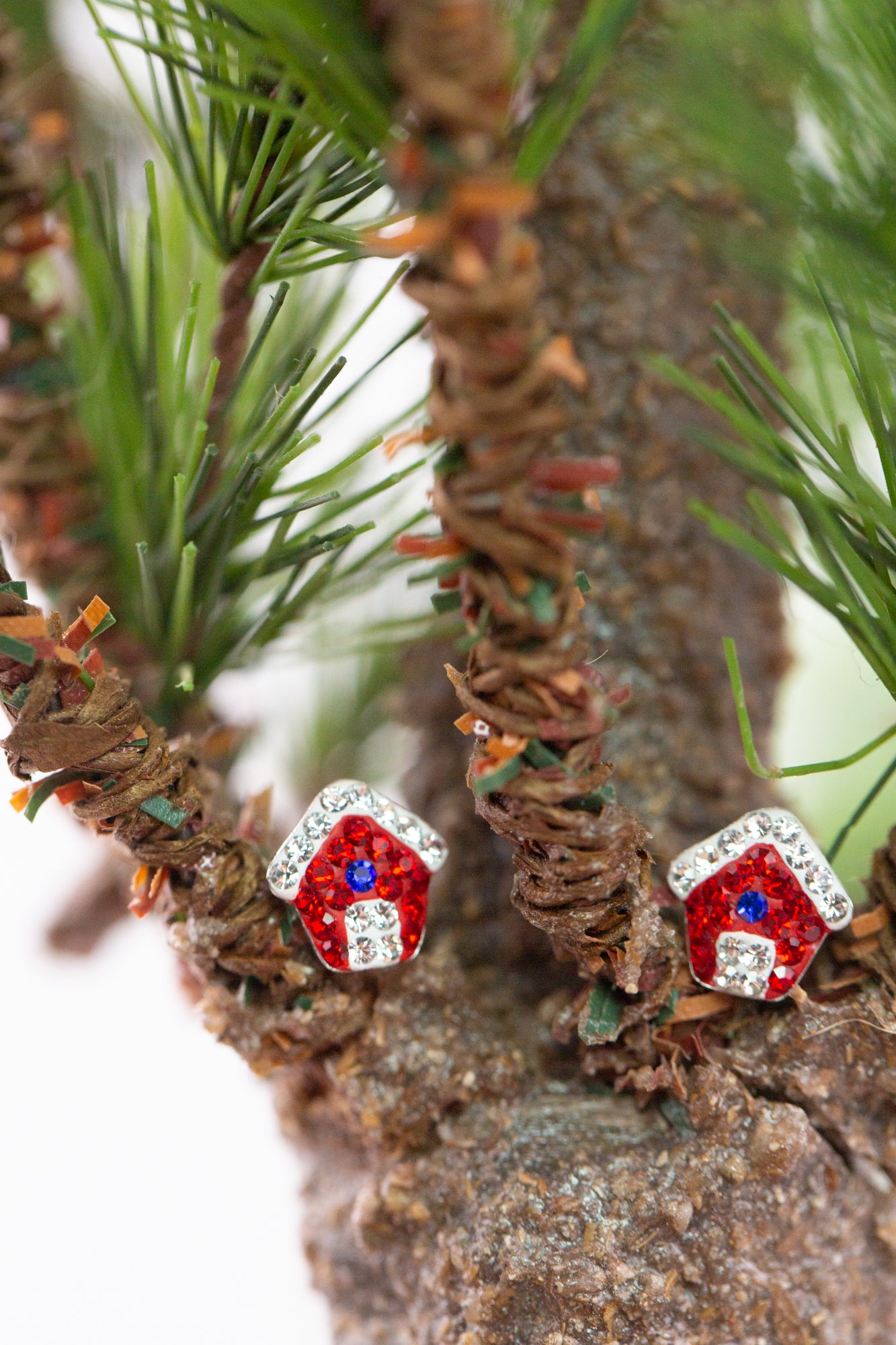 Santa's House Holiday Crystal Stud Earrings | Annie and Sisters | sister stud earrings, for kids, children's jewelry, kids’ jewelry, best friend