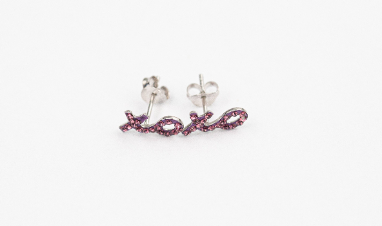 XOXO Crystal Sterling Silver Stud Earrings in Amethyst | Annie and Sisters | sister stud earrings, for kids, children's jewelry, kid's jewelry, best friend