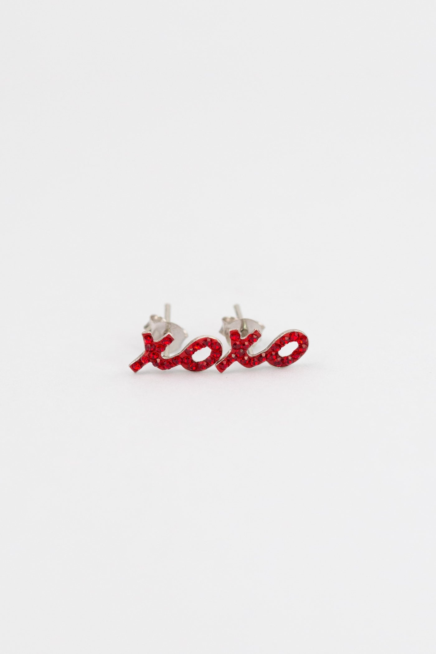 XOXO Sterling Silver Stud Earrings in Red | Annie and Sisters | sister stud earrings, for kids, children's jewelry, kid's jewelry, best friend