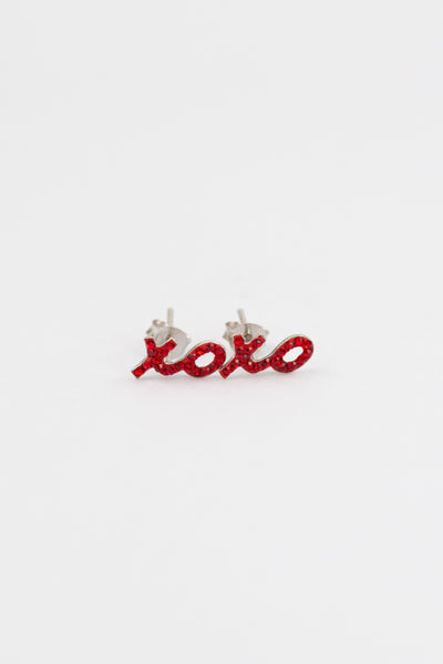 XOXO Sterling Silver Stud Earrings in Red | Annie and Sisters | sister stud earrings, for kids, children's jewelry, kid's jewelry, best friend