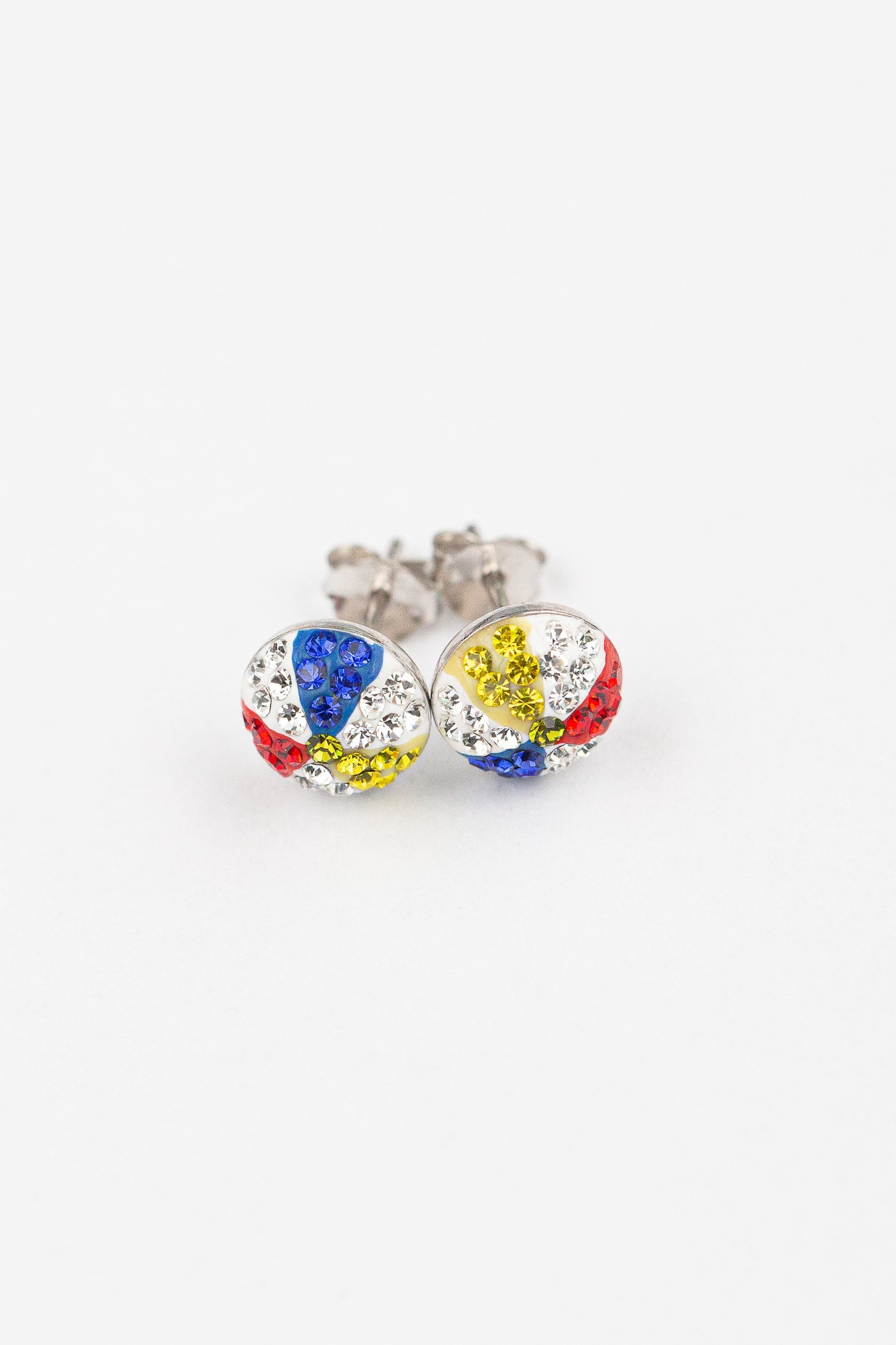 Summer Beach Ball Crystal Silver Stud Earrings | Annie and Sisters | sister stud earrings, for kids, children's jewelry, kid's jewelry, best friend