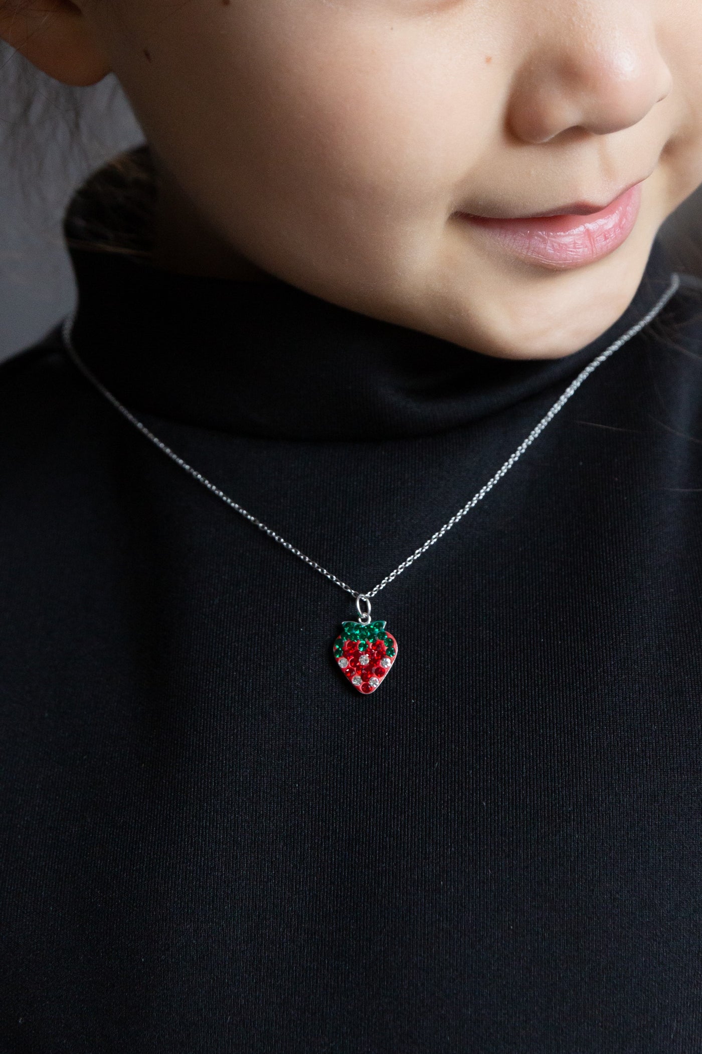 Strawberry Crystal Pave Silver Necklace | Annie and Sisters