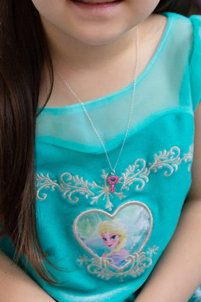 Open Heart Key Crystal Sterling Silver Necklace in Rose Pink | Annie and Sisters