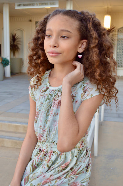 Crystal Pave Ombre Heart Dangling Silver Earring | Annie and Sisters