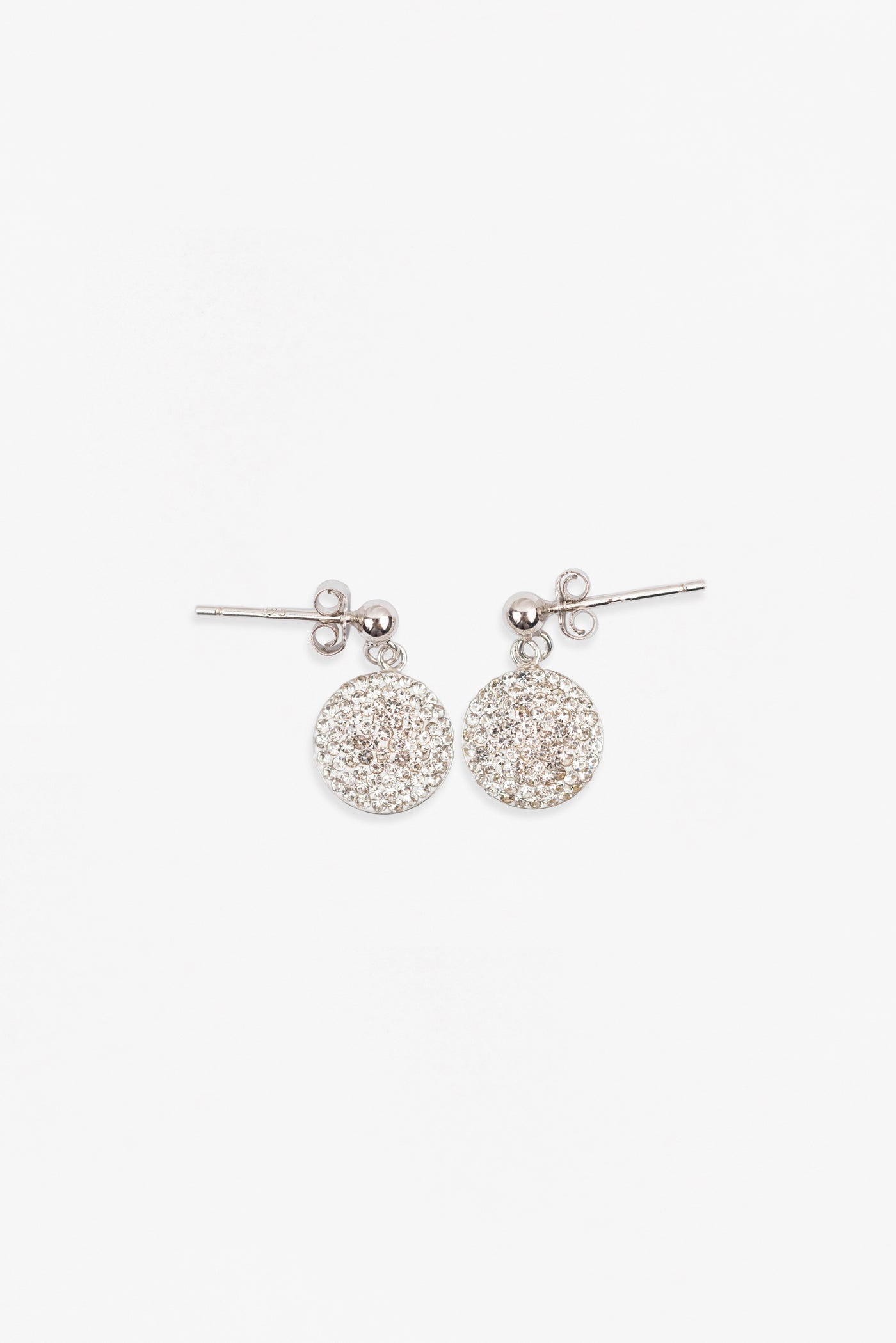 Mini Dangling 9mm Round Crystal Silver Earrings | Annie and Sisters