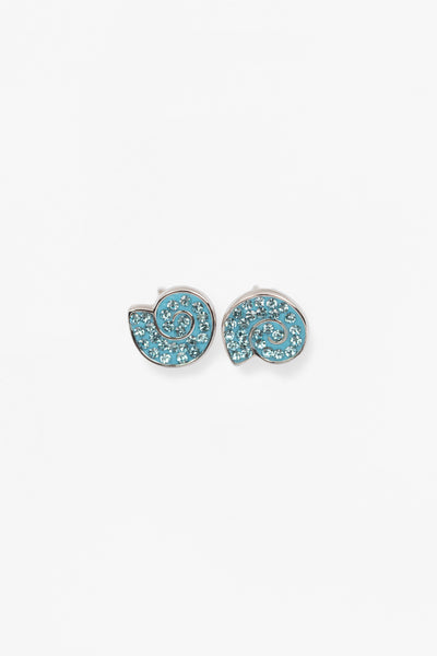 Blue Seashell Conch Sterling Silver Stud Earrings | Annie and Sisters