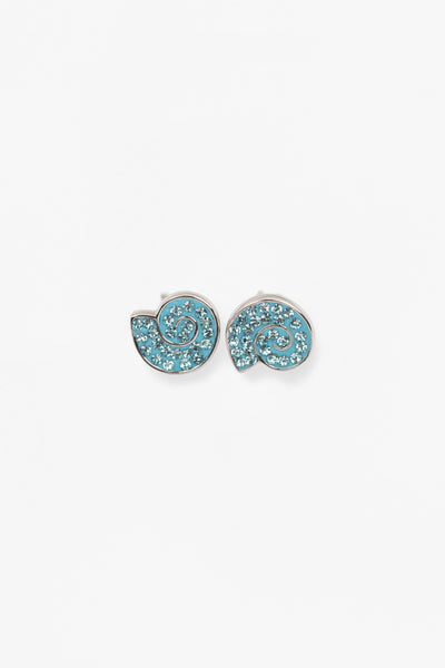 Blue Seashell Conch Sterling Silver Stud Earrings | Annie and Sisters