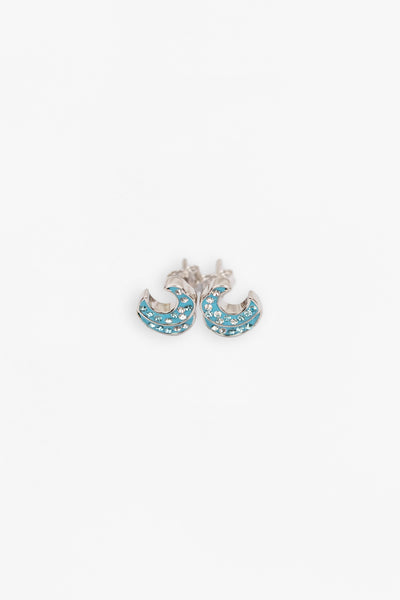 Ocean Wave Crystal Sterling Silver Stud Earrings