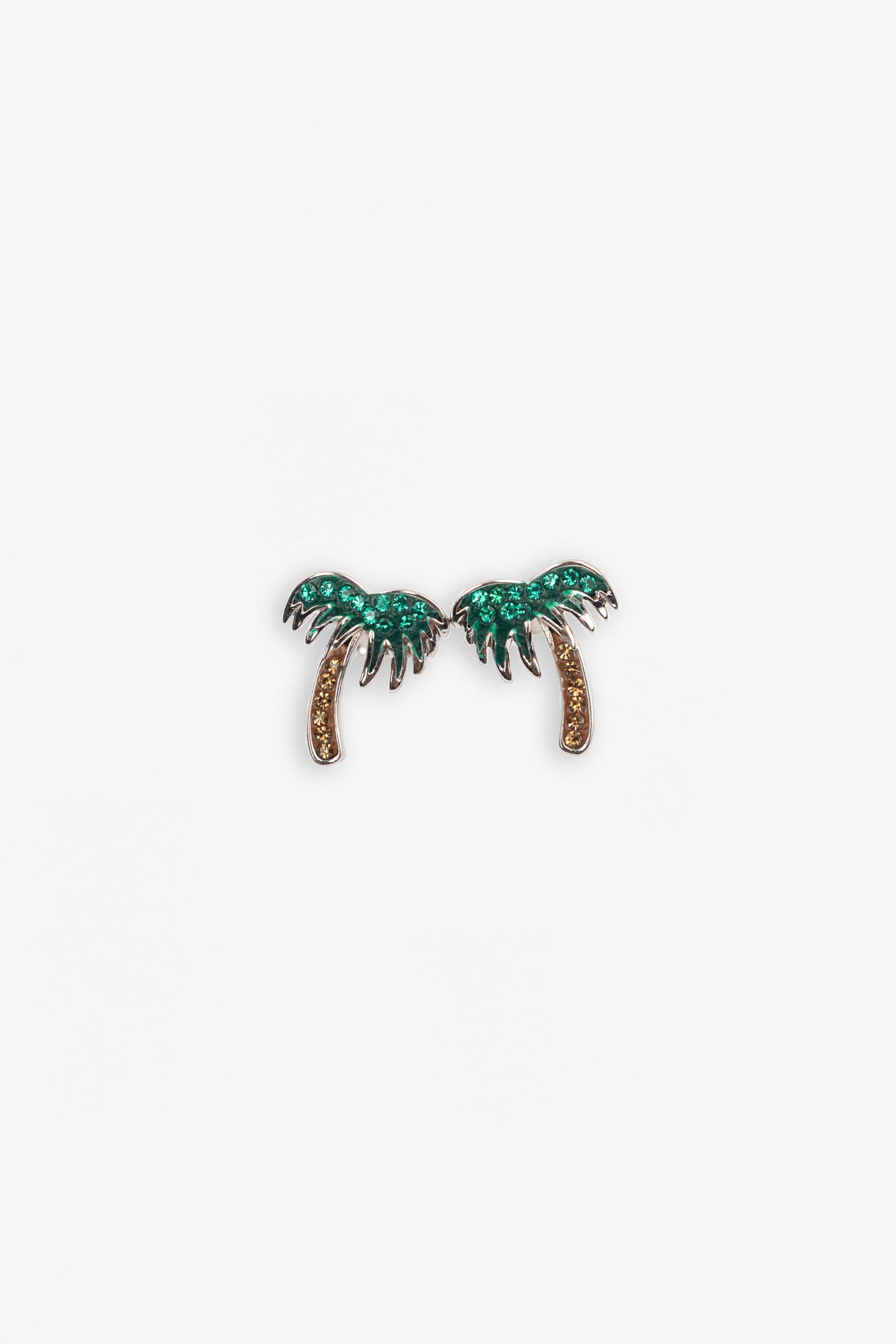 Palm Tree Crystal Sterling Silver Stud Earrings