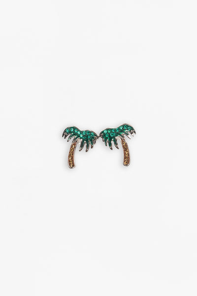 Palm Tree Crystal Sterling Silver Stud Earrings