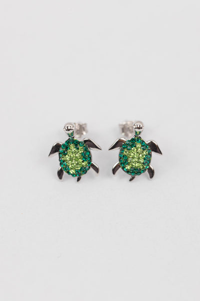 Turtle Crystal Sterling Silver Earrings | Annie and Sisters 