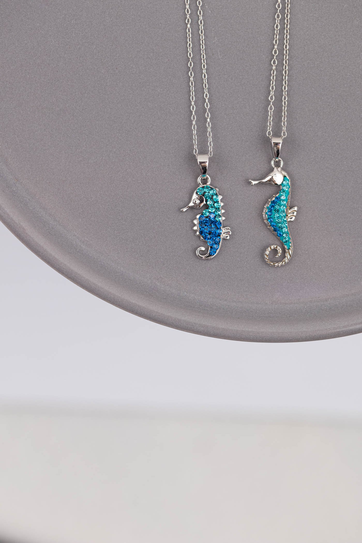 Baby Seahorse Crystal Sterling Silver Necklace