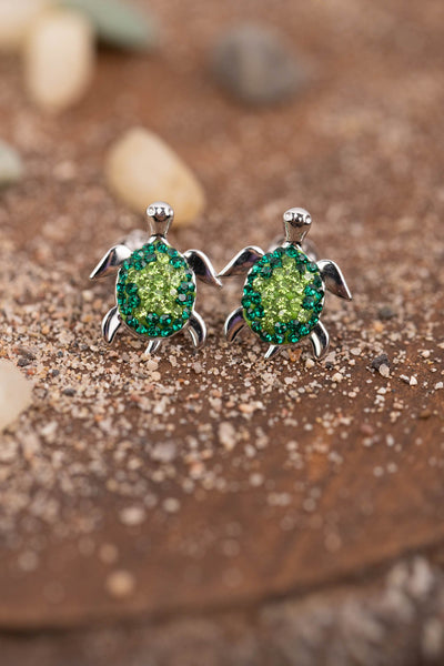 Turtle Crystal Sterling Silver Earrings | Annie and Sisters
