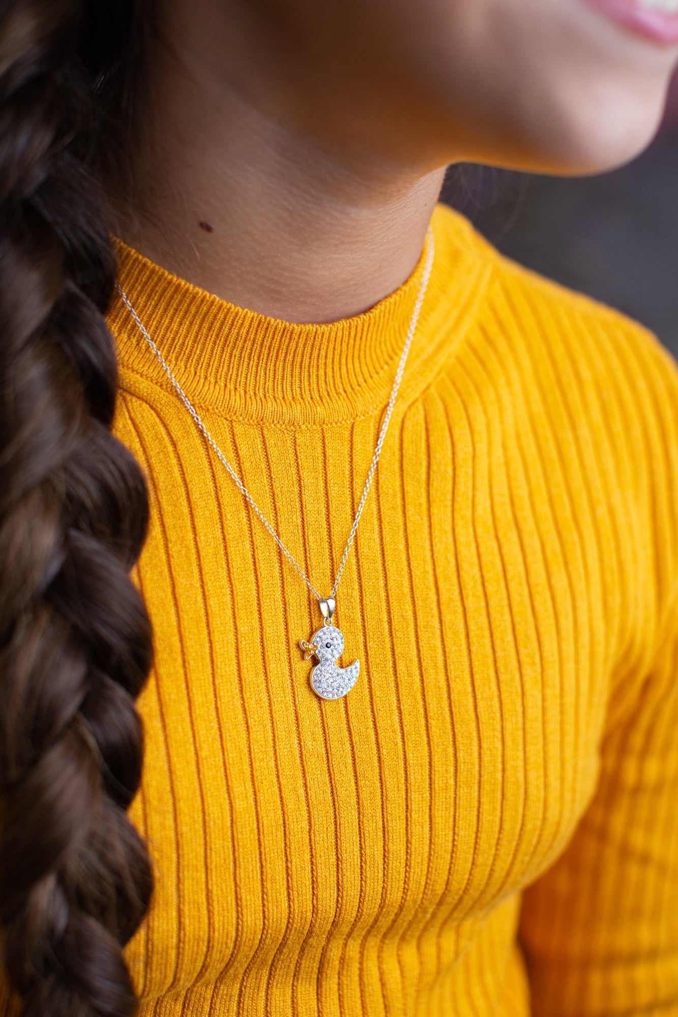 Clear Crystal Duck Necklace | Annie and Sisters
