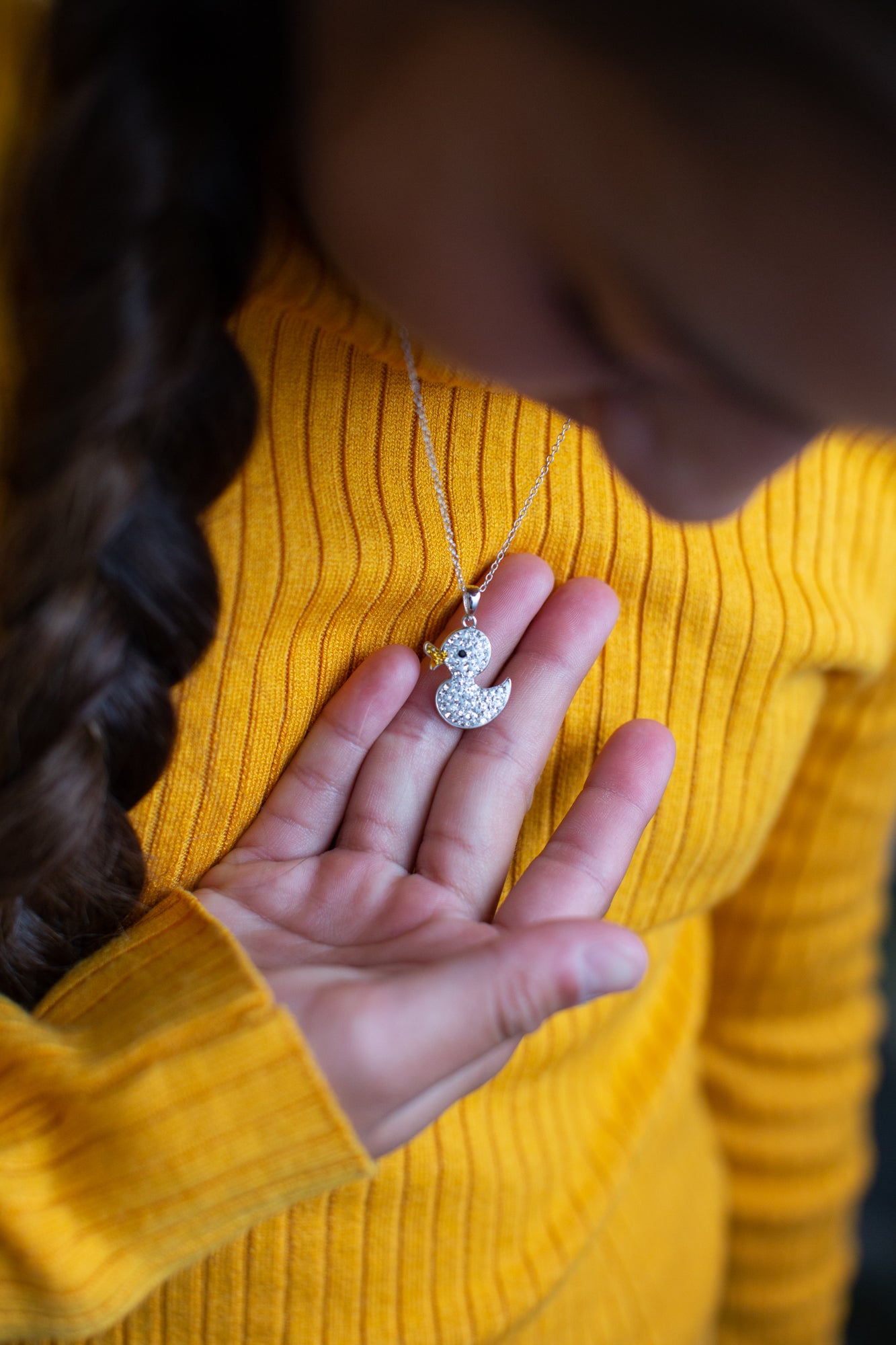 Clear Crystal Duck Necklace | Annie and Sisters