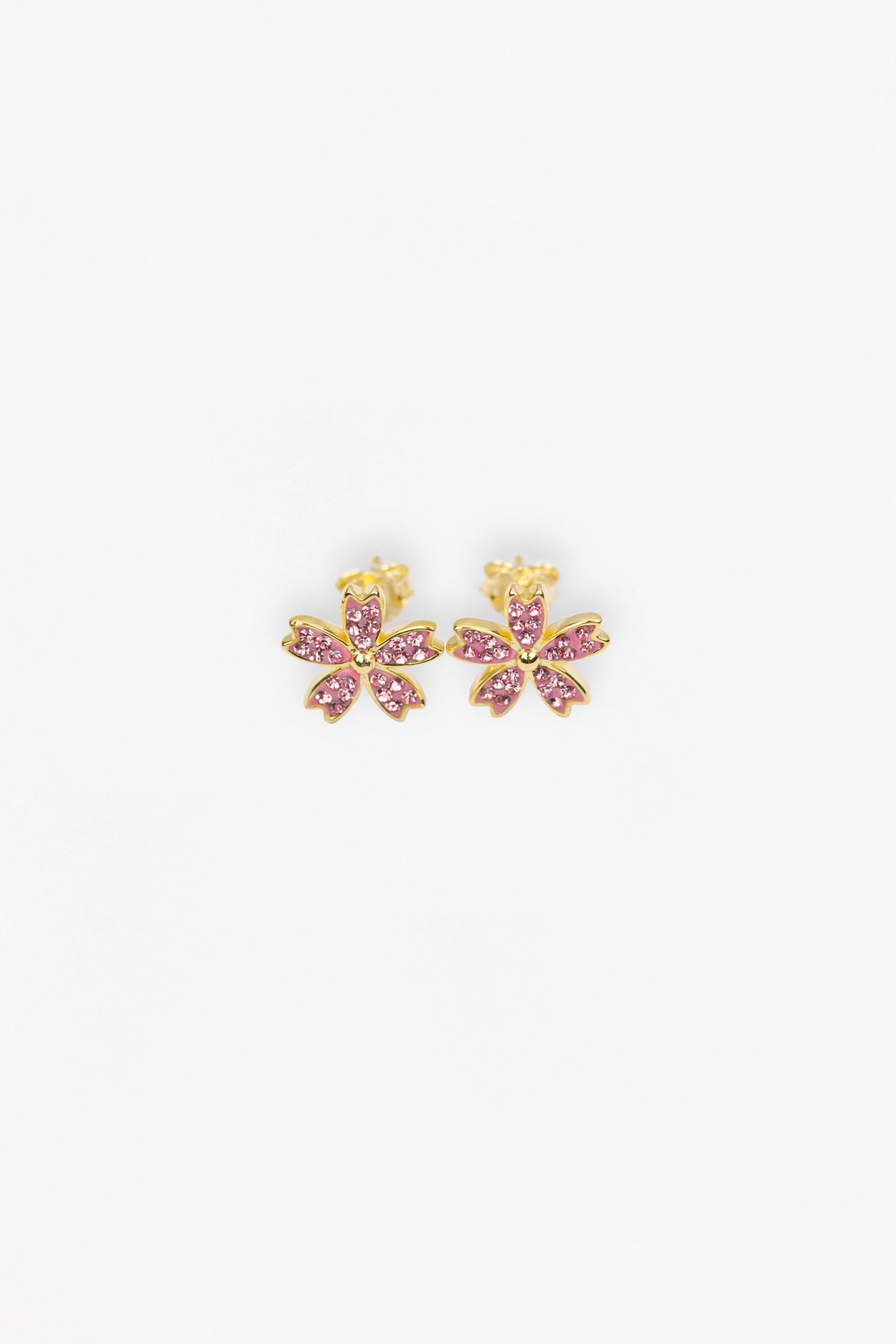 Cherry Blossom Sakura Crystal Silver Stud Earrings | Annie and Sisters