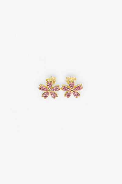 Cherry Blossom Sakura Crystal Silver Stud Earrings | Annie and Sisters