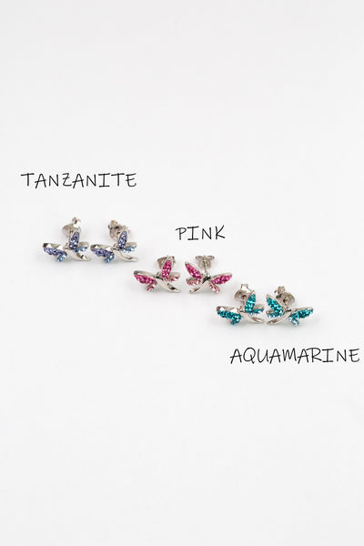 Crystal Dragonfly Silver Stud Earrings | Annie and Sisters | sister stud earrings, for kids, children's jewelry, kid's jewelry, best friend