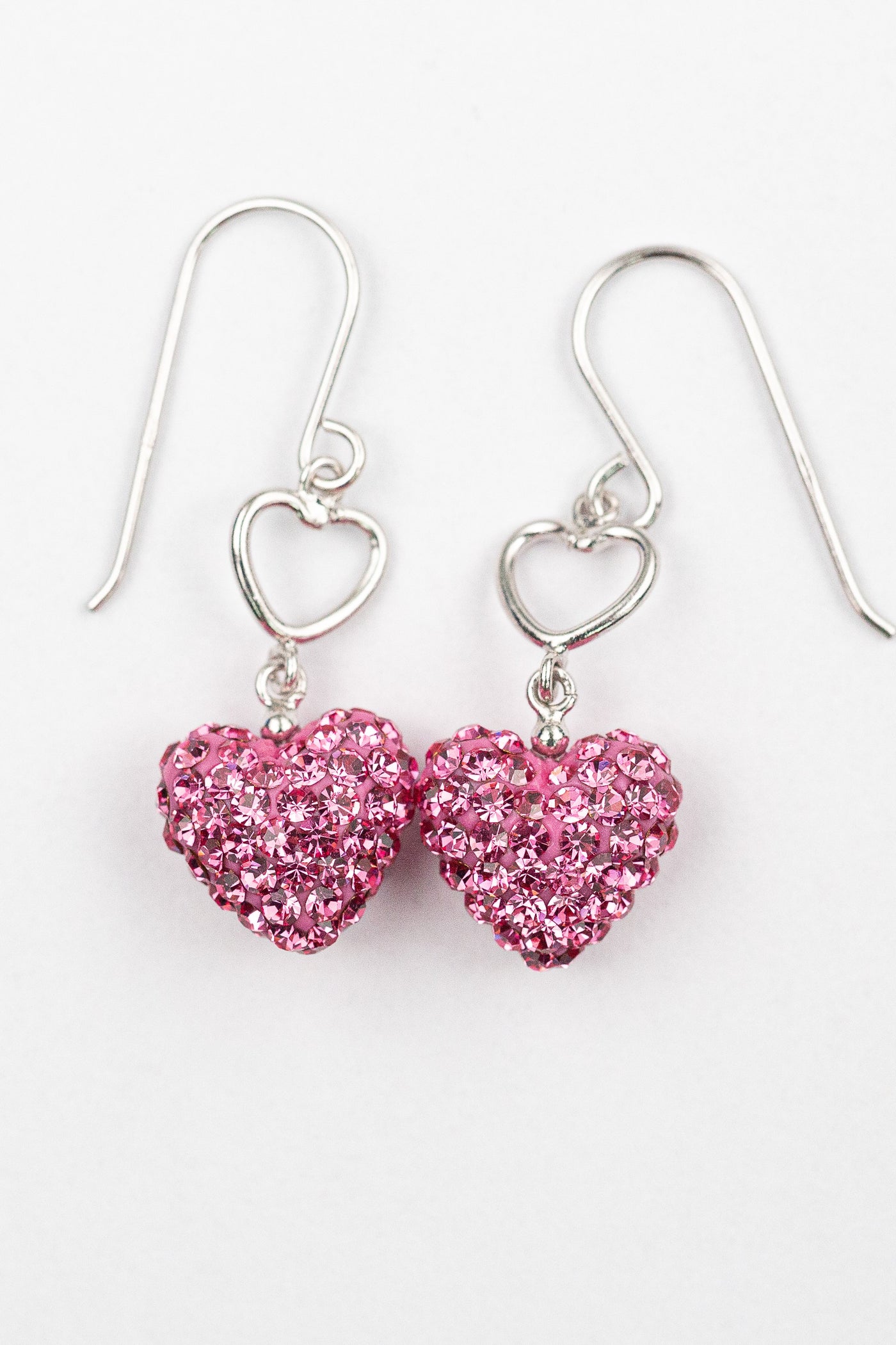 Double Heart Sterling Silver Earrings in Rose Pink | Annie and Sisters