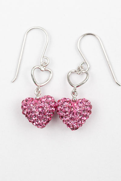 Double Heart Sterling Silver Earrings in Rose Pink | Annie and Sisters
