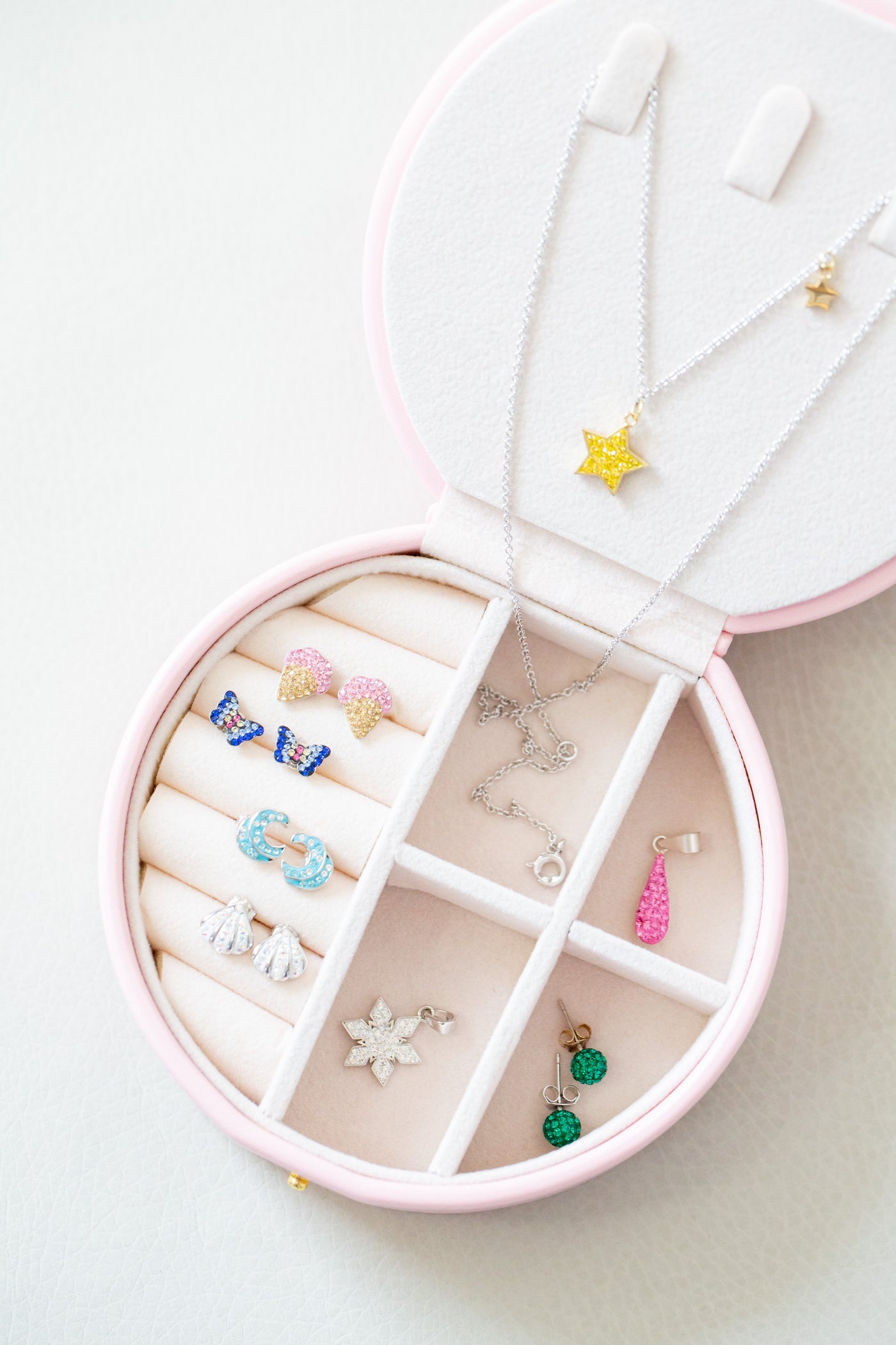 Pink Round Multi Layer Jewelry Portable Case | Annie and Sisters