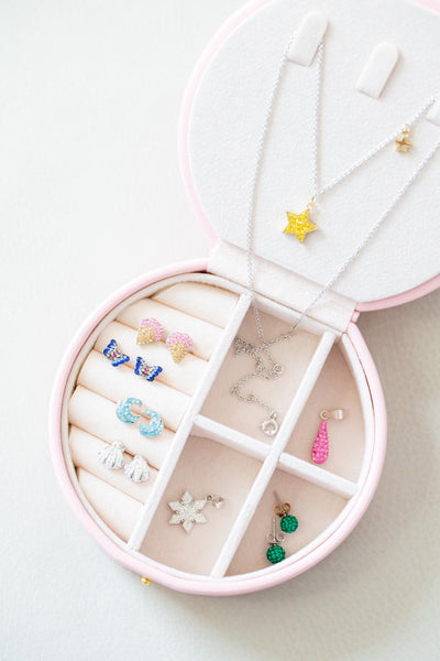 Pink Round Multi Layer Jewelry Portable Case | Annie and Sisters
