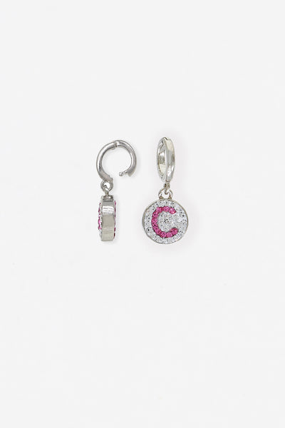 Initial Round Crystal Sterling Silver Charm - C | Annie and Sisters