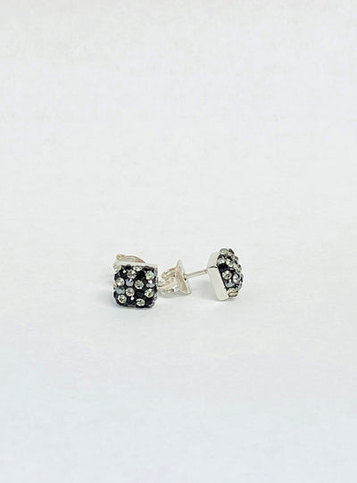 Square Clustered Pave Crystal Silver Stud Earrings | sister stud earrings, for kids, children's jewelry, kid's jewelry, best friend