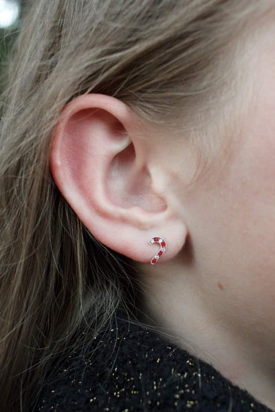 Candy Cane Crystal Sterling Silver Stud Earrings | Annie and Sisters