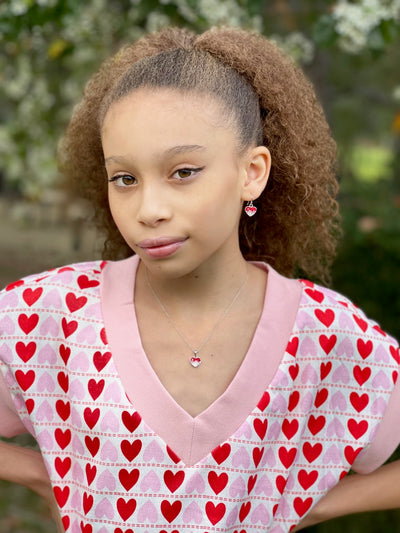Red Ombre Crystal Heart Necklace | Annie and Sisters