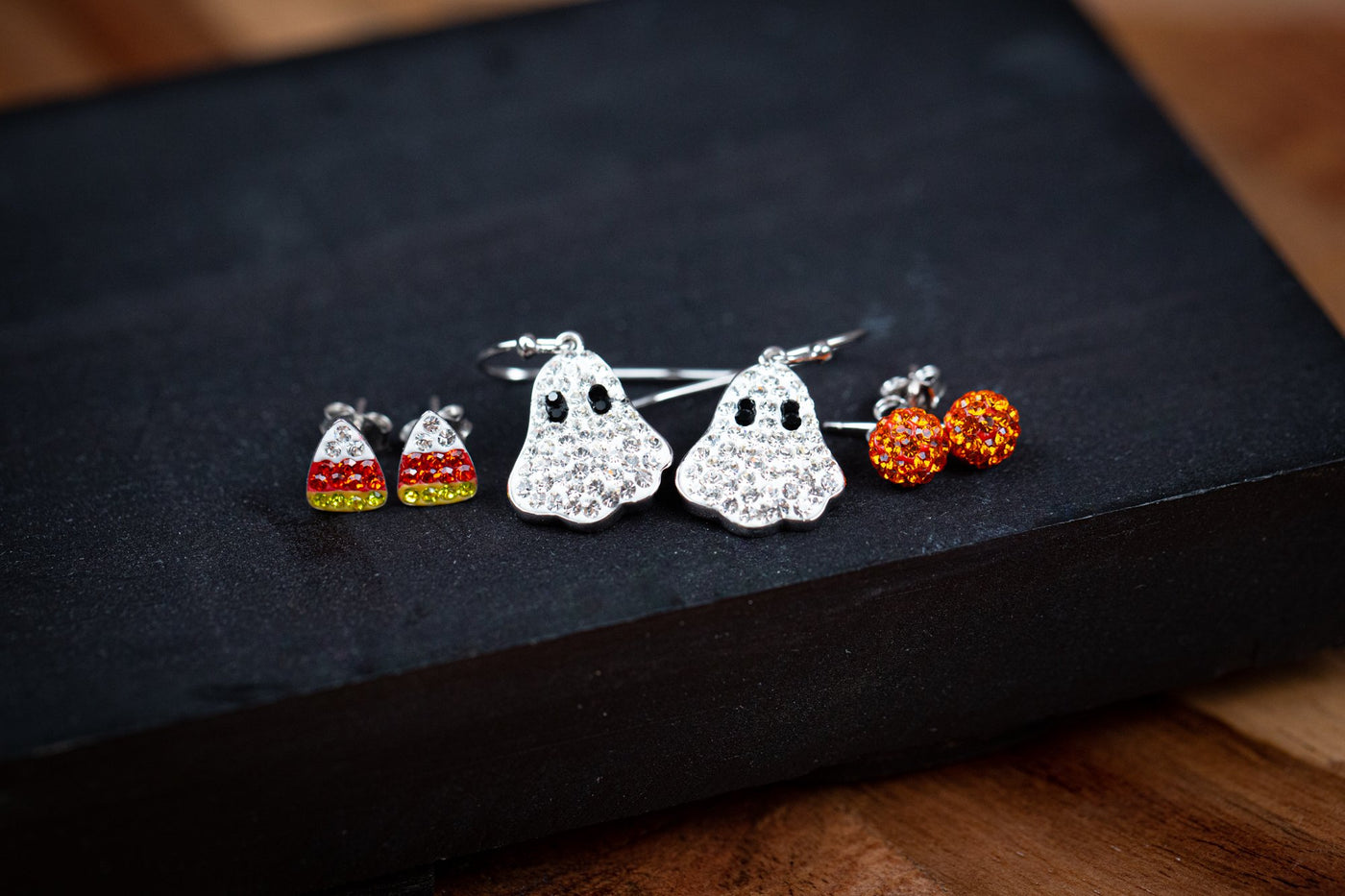 Clear Crystal Ghost Dangle Silver Earrings | Annie and Sisters