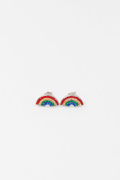 Rainbow Crystal Silver Stud Earrings | Annie and Sisters | sister stud earrings, for kids, children's jewelry, kid's jewelry, best friend