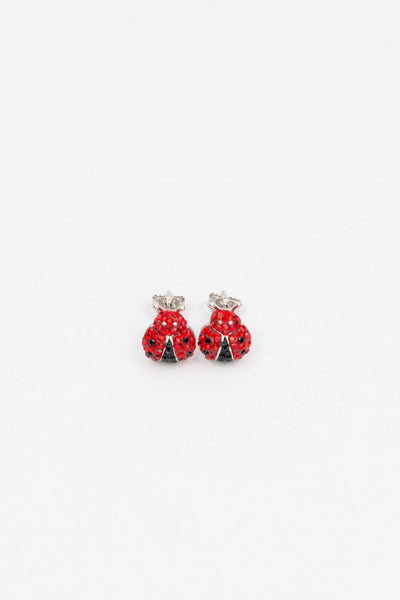Ladybug Pave Crystal Silver Stud Earrings | Annie and Sisters | sister stud earrings, for kids, children's jewelry, kid's jewelry, best friend