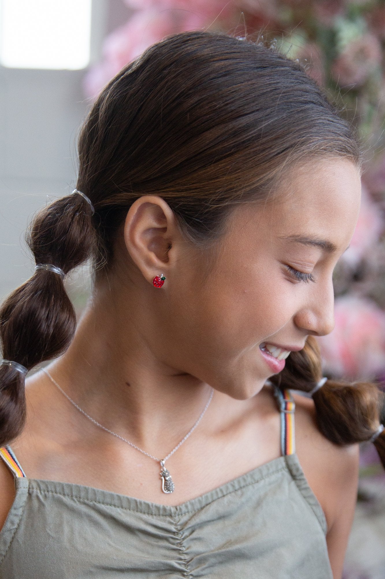 Apple Stud Sterling Silver Earrings | Annie and Sisters | sister stud earrings, for kids, children's jewelry, kid's jewelry, best friend